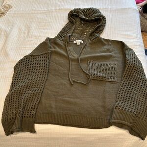 Olive Green Knit Hoodie